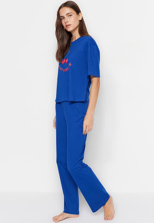 Trendyol - Cherry pajama set - blue