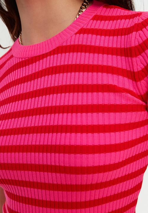 Trendyol - Striped knit top - pink