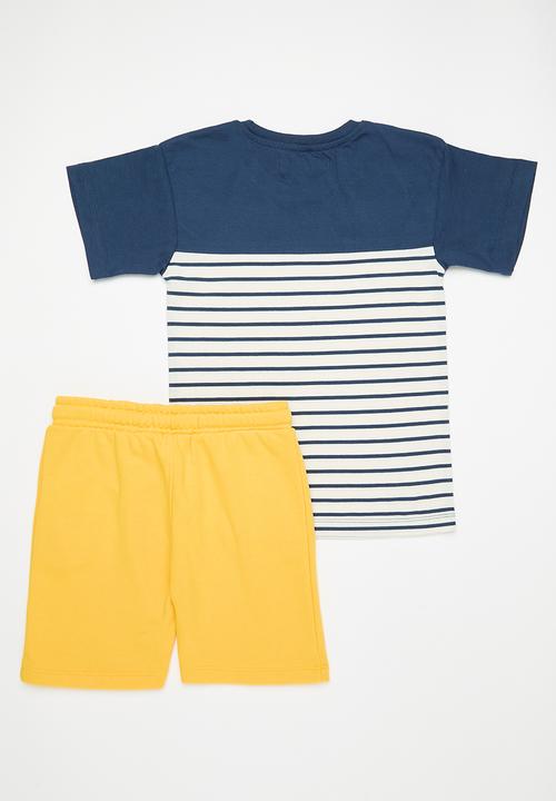 MINOTI - Boys jersey tee & fleece short - yellow