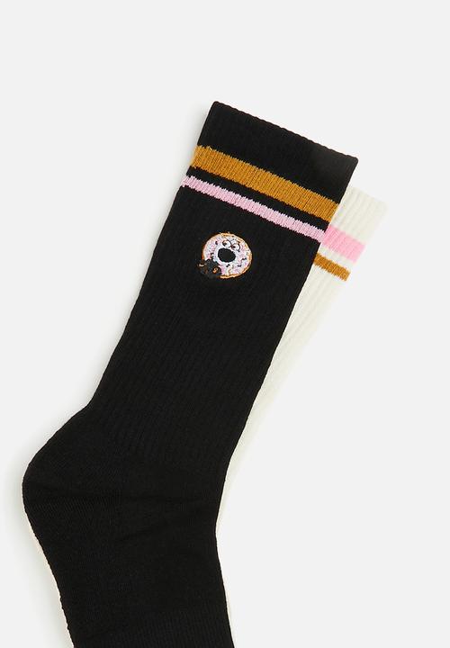 Foot-ies - Donut crumbs sneaker socks - cream/black