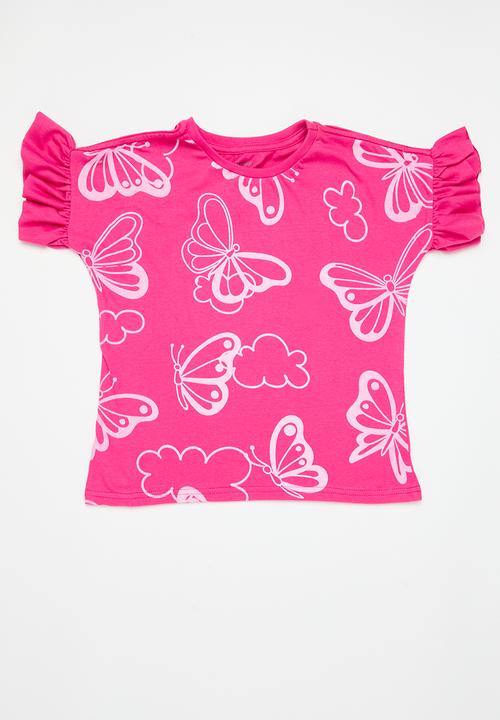 Pop Candy - 2 Pack printed tee - cerise african print 