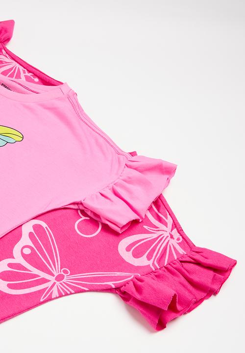 Pop Candy - 2 Pack printed tee - cerise african print 