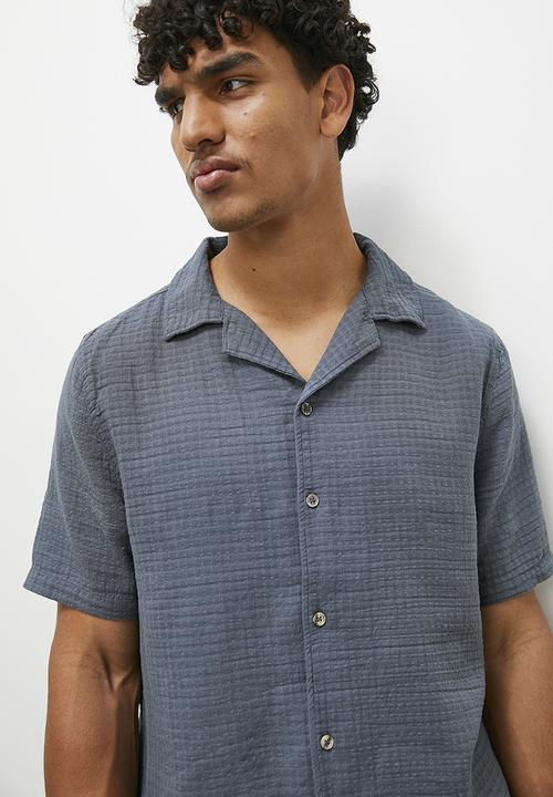 STYLE REPUBLIC - Cheese cloth short sleeve shirt - charcoal
