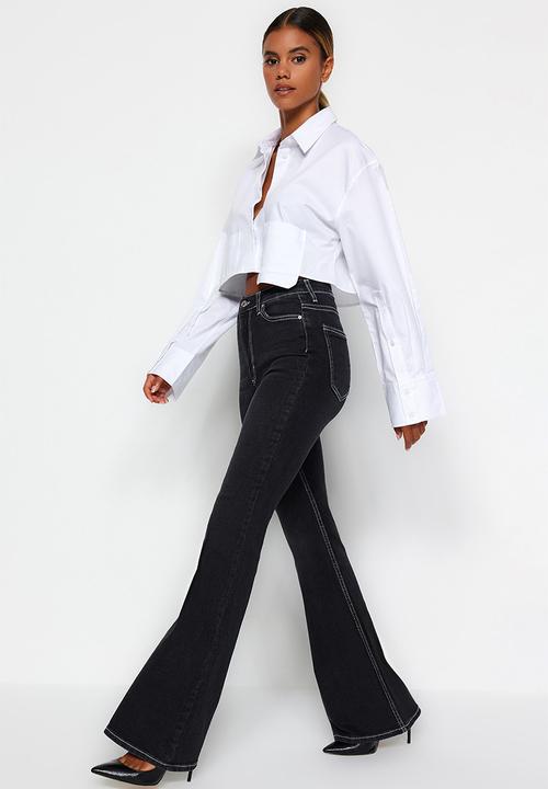 Trendyol - High rise bootcut jeans - black
