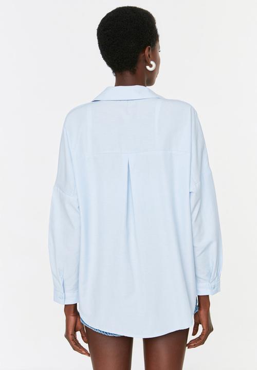 Trendyol - Oversize plain shirt - blue