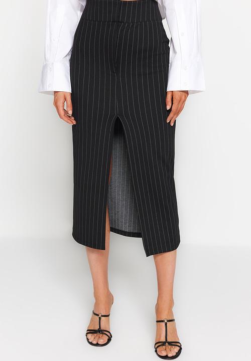Trendyol - Striped pencil skirt -black