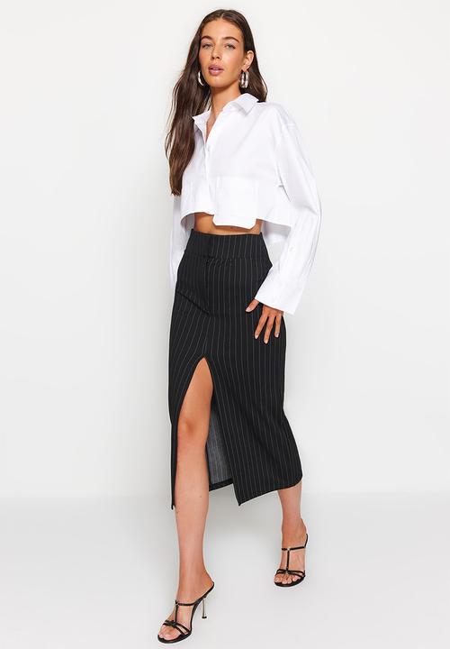 Trendyol - Striped pencil skirt -black
