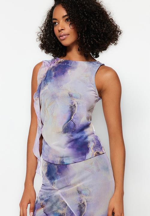 Trendyol - Sleeveless graphic blouse - purple