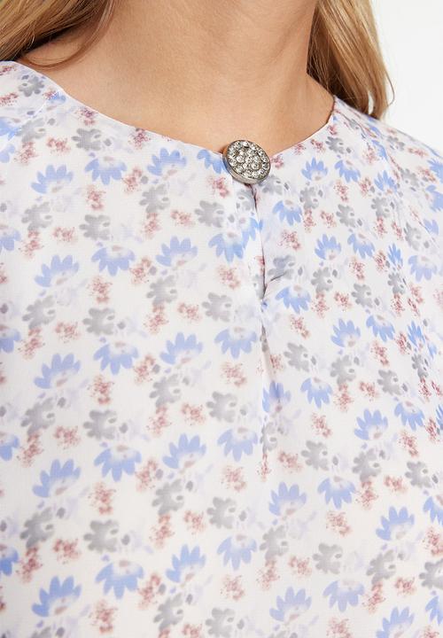 Trendyol - Modest floral tiered maxi dress - ecru