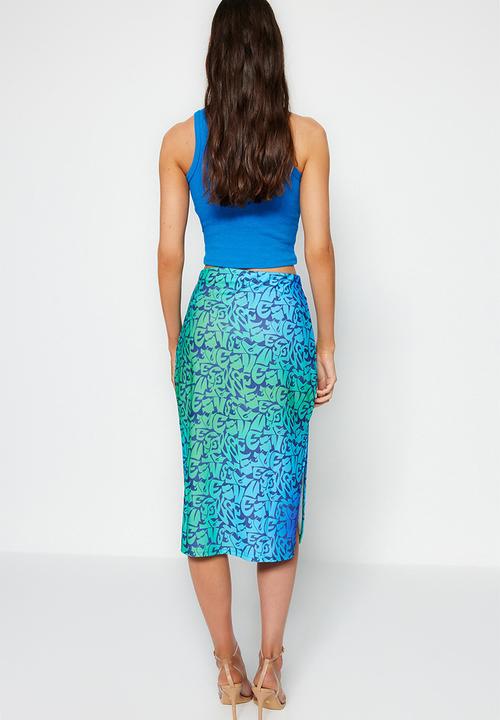 Trendyol - Midi pencil skirt - blue