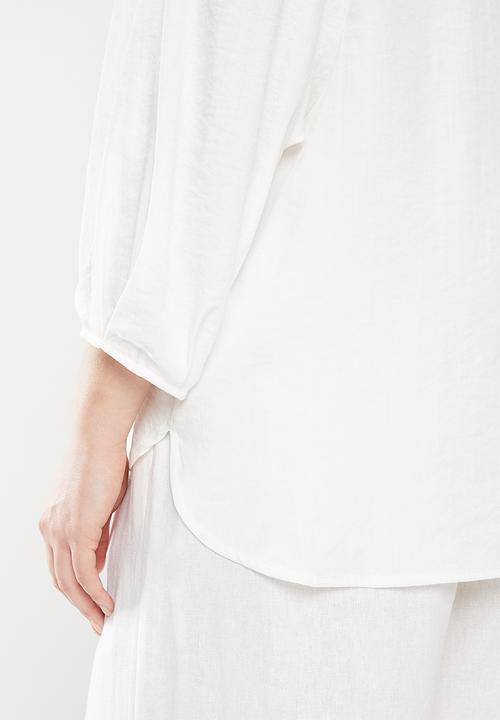 Me&B - Plus embroidered tunic top - white