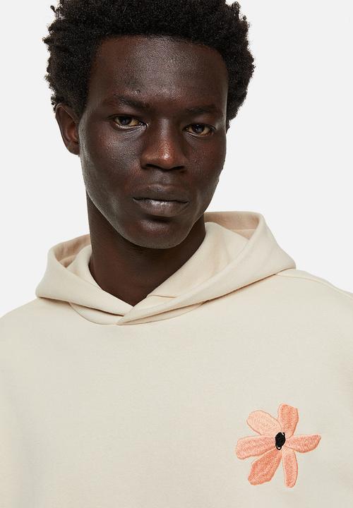 H&M - Relaxed fit printed hoodie - light beige flower