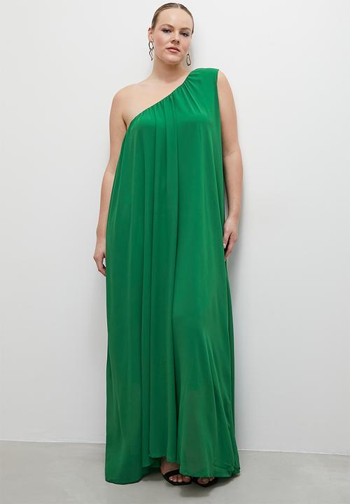 VELVET - Statement asym maxi kaftan dress - green