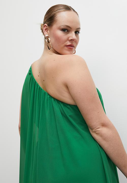 VELVET - Statement asym maxi kaftan dress - green