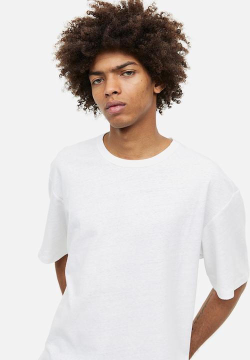 H&M - Relaxed fit linen-blend T-shirt - white
