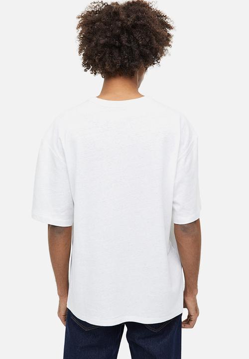 H&M - Relaxed fit linen-blend T-shirt - white