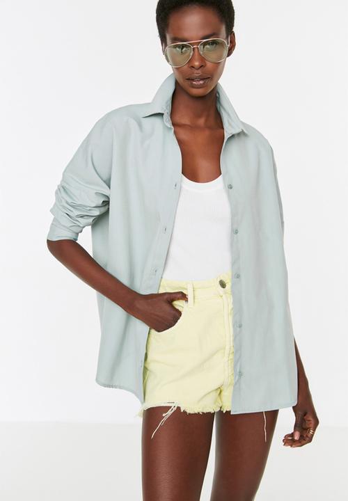 Trendyol - Basic oversized shirt - green