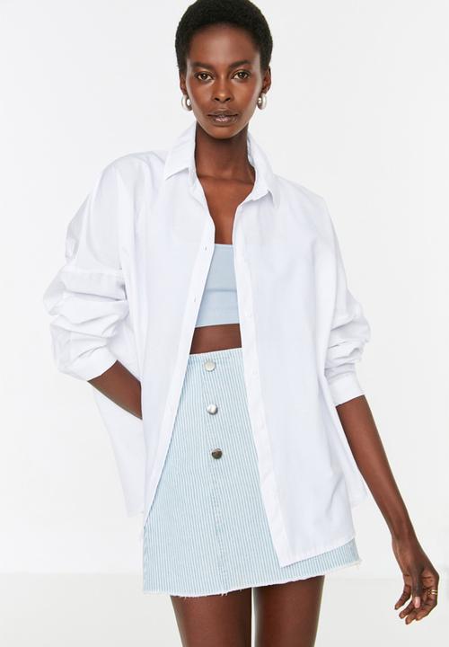 Trendyol - Basic oversized shirt - ecru