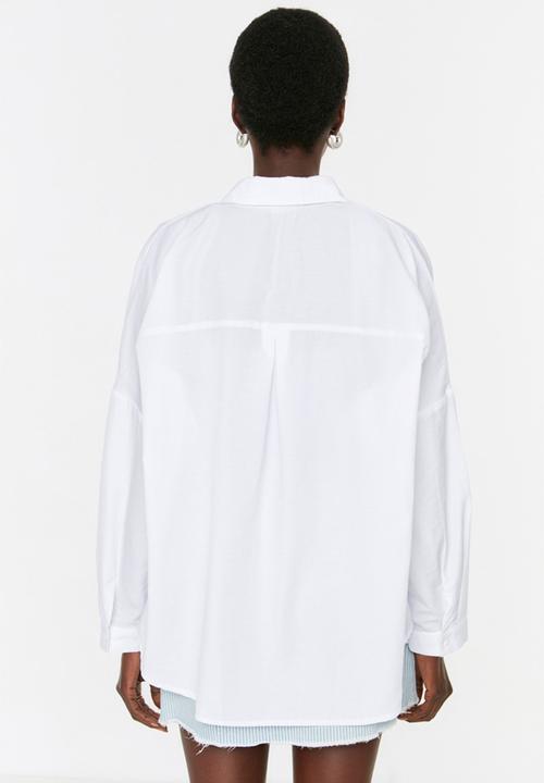 Trendyol - Basic oversized shirt - ecru
