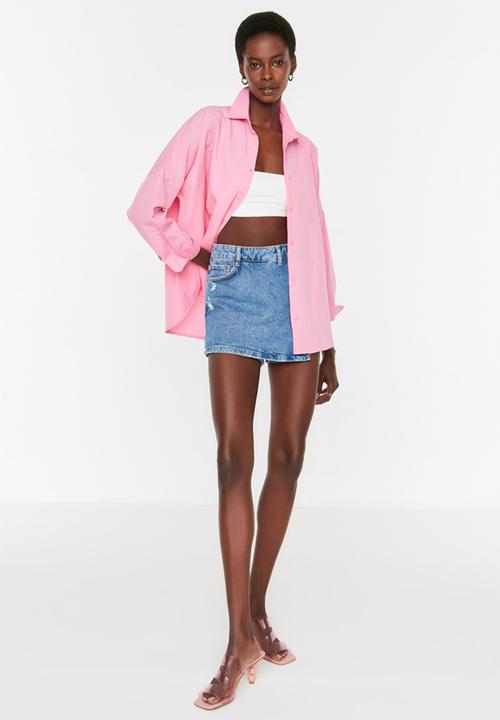 Trendyol - Basic oversized shirt - pink