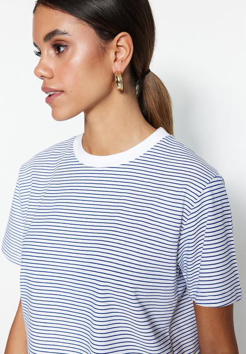 Trendyol - Striped regular tee - dark blue