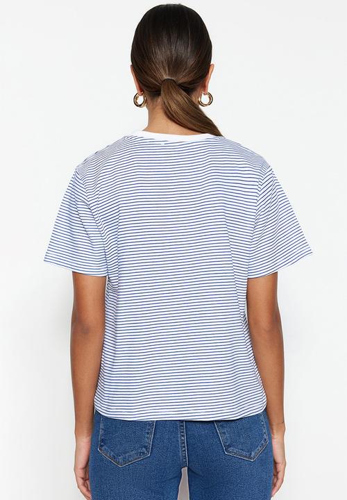 Trendyol - Striped regular tee - dark blue