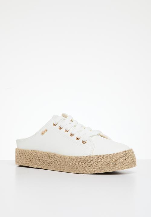 Plum - Lace-up mule - white