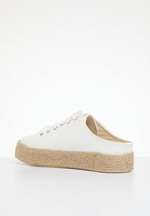 Plum - Lace-up mule - white