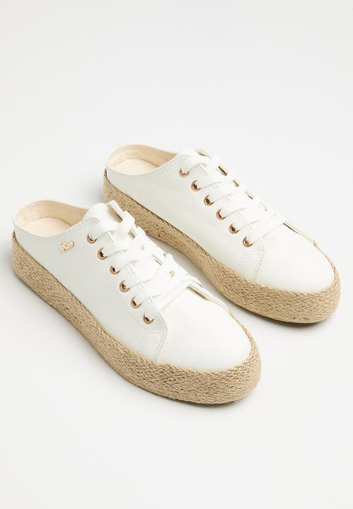 Plum - Lace-up mule - white