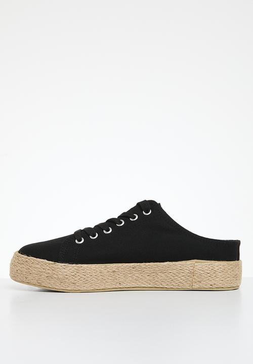 Plum - Lace-up mule - black