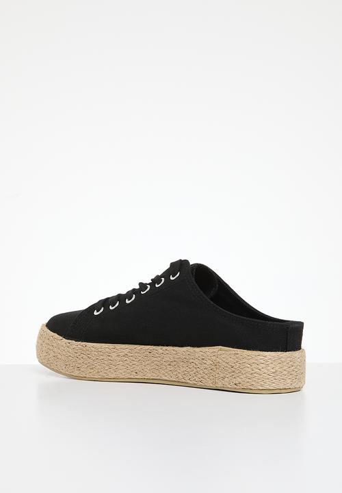 Plum - Lace-up mule - black