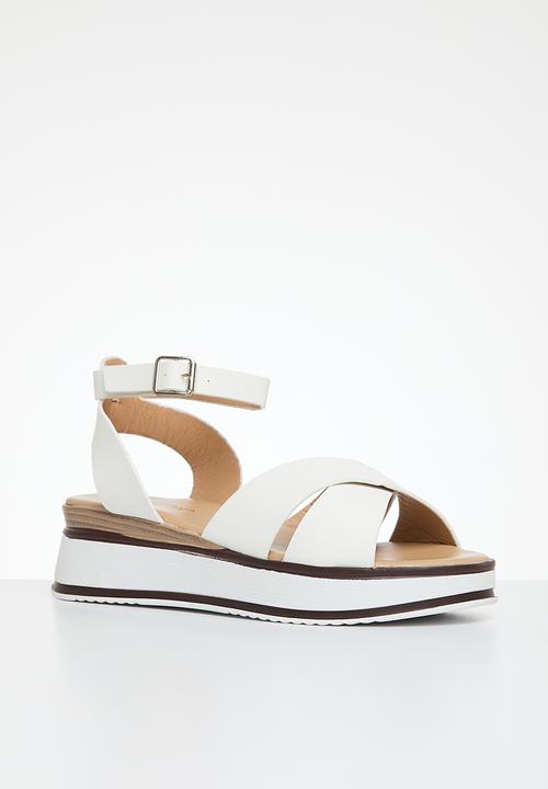 Madison® - Helana ankle tie flatform sandal - white