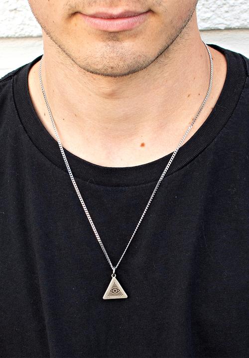 Dan Fuller Jewellery - All Seeing Eye Engraved Triangle Necklace - Silver
