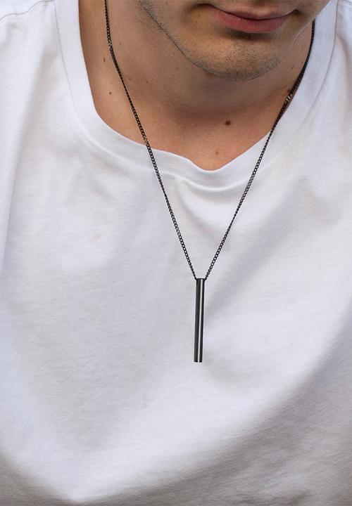Dan Fuller Jewellery - Engraved Long Bar Necklace - Black