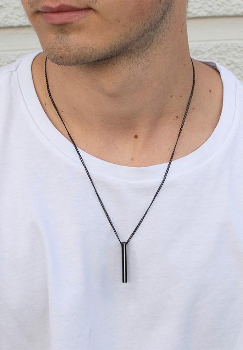 Dan Fuller Jewellery - Engraved Short Bar Necklace - Black
