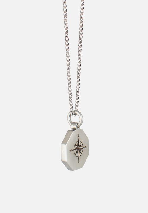 Dan Fuller Jewellery - Compass Engraved Hexagon Necklace - Silver