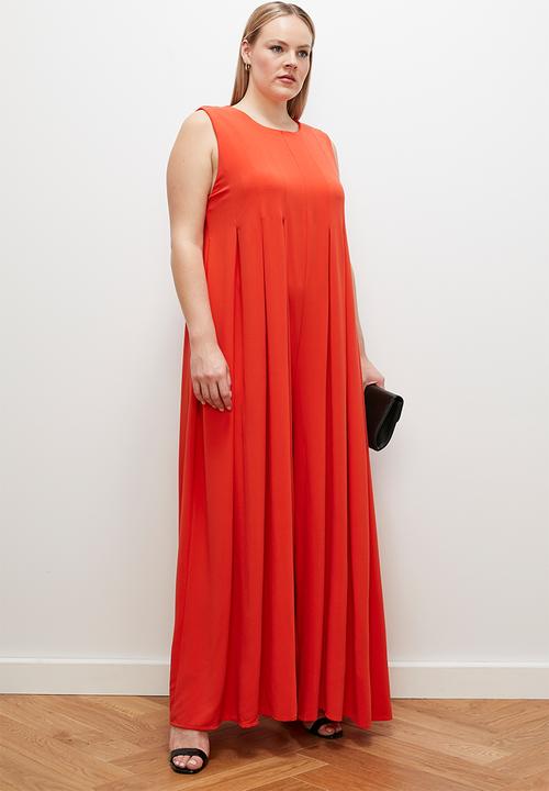 edit - Wide leg pleated jumpsuit - orange