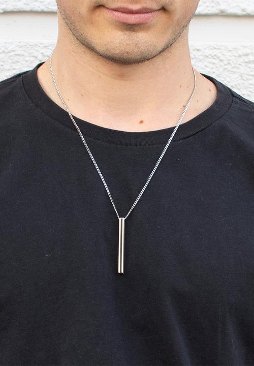 Dan Fuller Jewellery - Engraved Long Bar Necklace - Silver