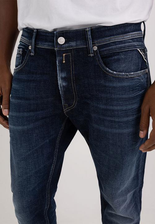 Replay - 11.5 OZ deep blue indigo stretch denim regular slim - dark blue