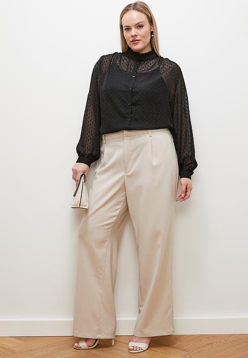 edit - Sheer piecrust blouse - black