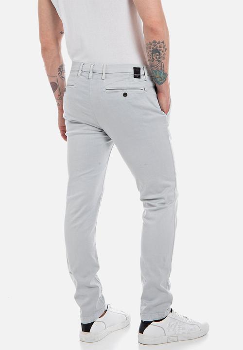 Replay - 10.5 OZ bull hyperflex stretch denim slim - chalk grey