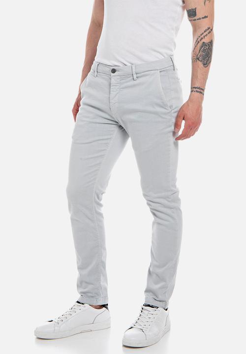 Replay - 10.5 OZ bull hyperflex stretch denim slim - chalk grey