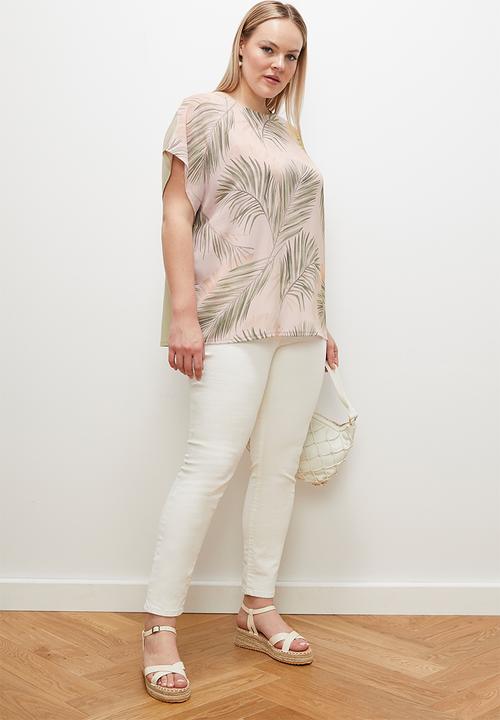 edit - Knit woven combo tee - neutral