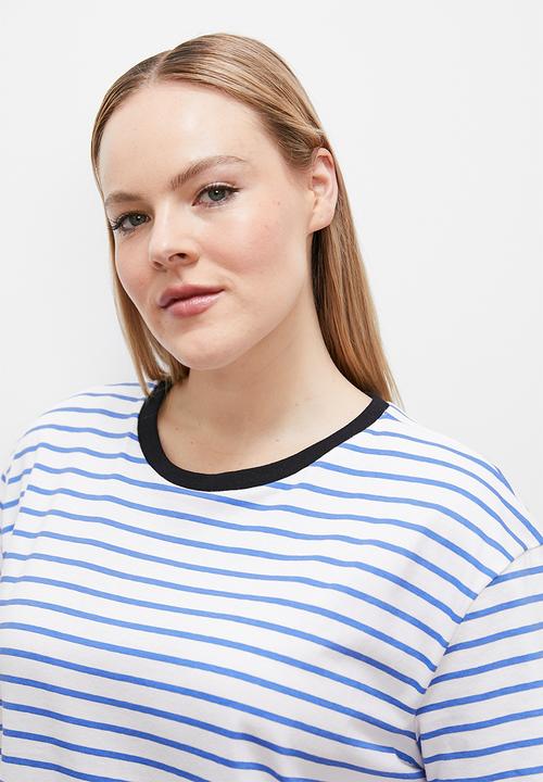 edit - Striped T-shirt contrast neckline - blue 