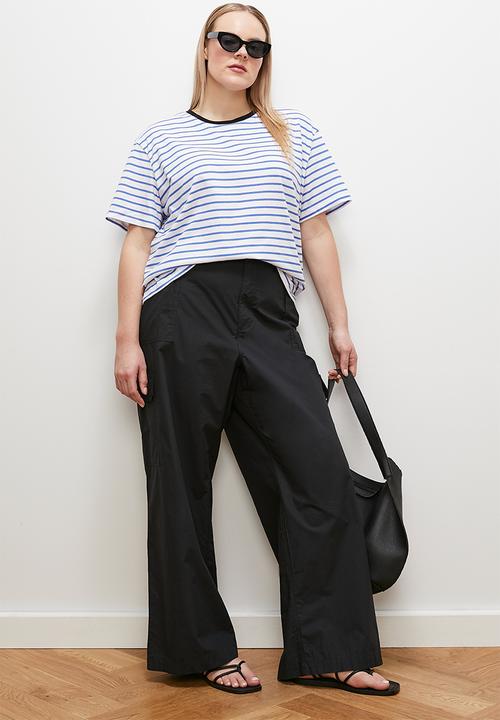 edit - Striped T-shirt contrast neckline - blue 