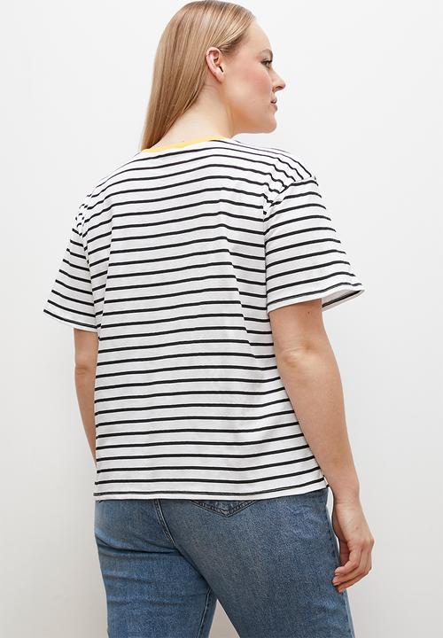 edit - Striped T-shirt contrast neckline - black 