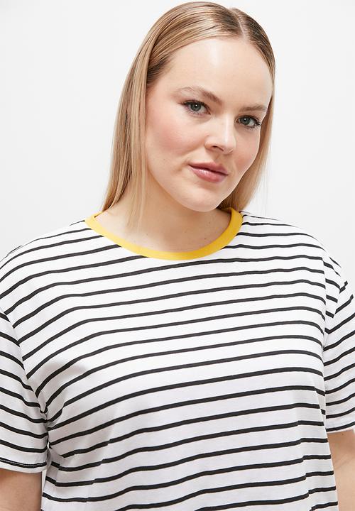 edit - Striped T-shirt contrast neckline - black 