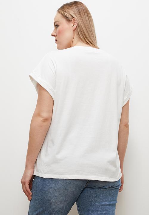 edit - Turnup drop shoulder plus T-shirt - ecru