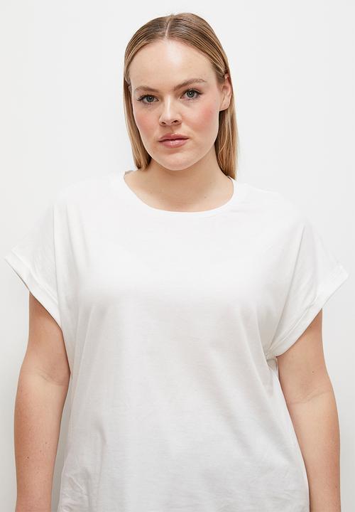 edit - Turnup drop shoulder plus T-shirt - ecru