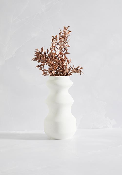 Sixth Floor - Natural ceramic belly vase - white